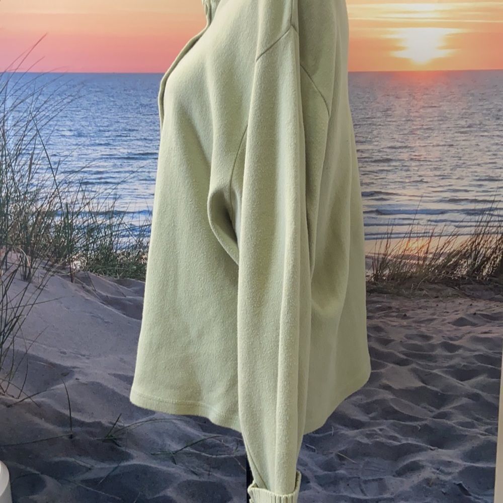 Eddie Bauer light sage green cardigan with collar, XXL - Picture 3 of 7